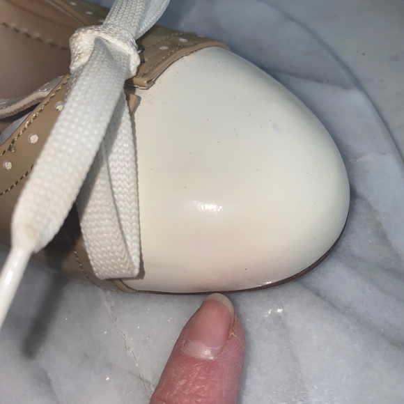 $800 Dolce&Gabbana D&G White Beige Nude Patent Leather Chunky Heels Bow 39 8 New - Picture 10 of 12